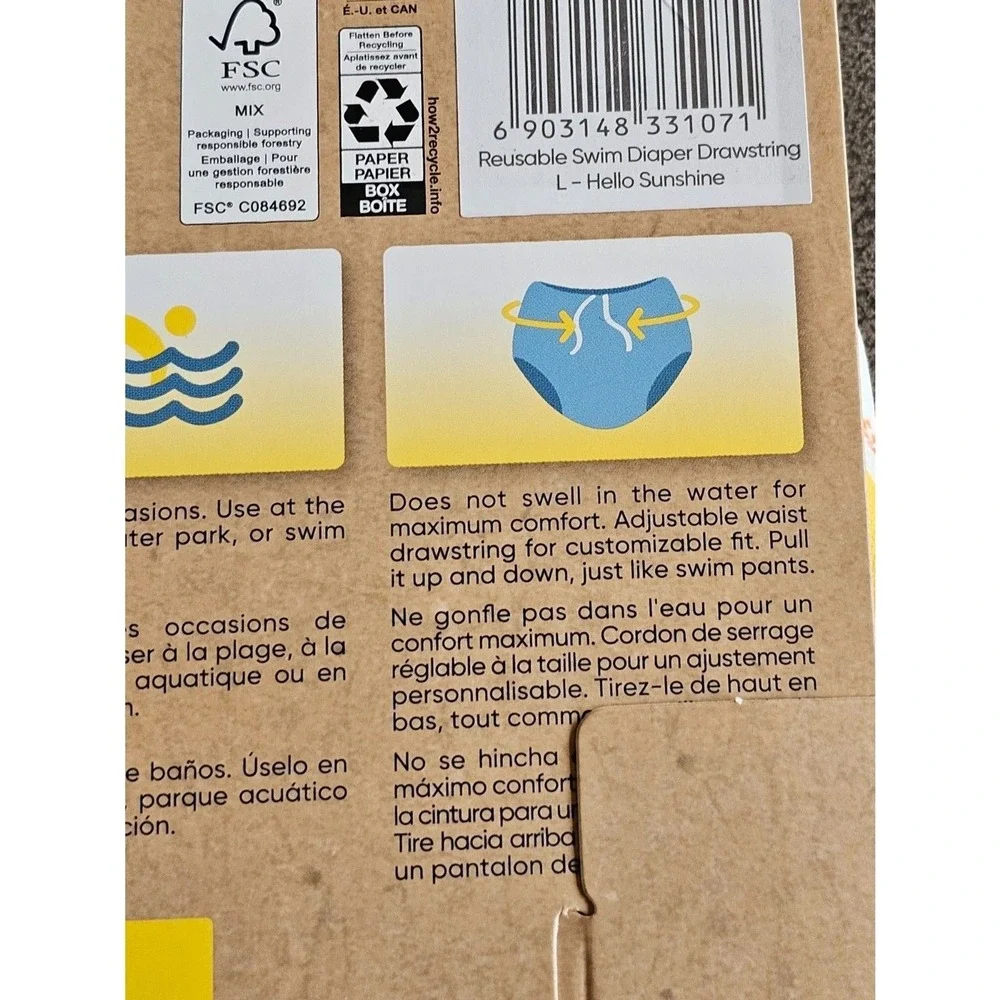 Charlie Banana Swim Diaper Large (22-34lbs) Reusable Hello‎ Sunshine NEW